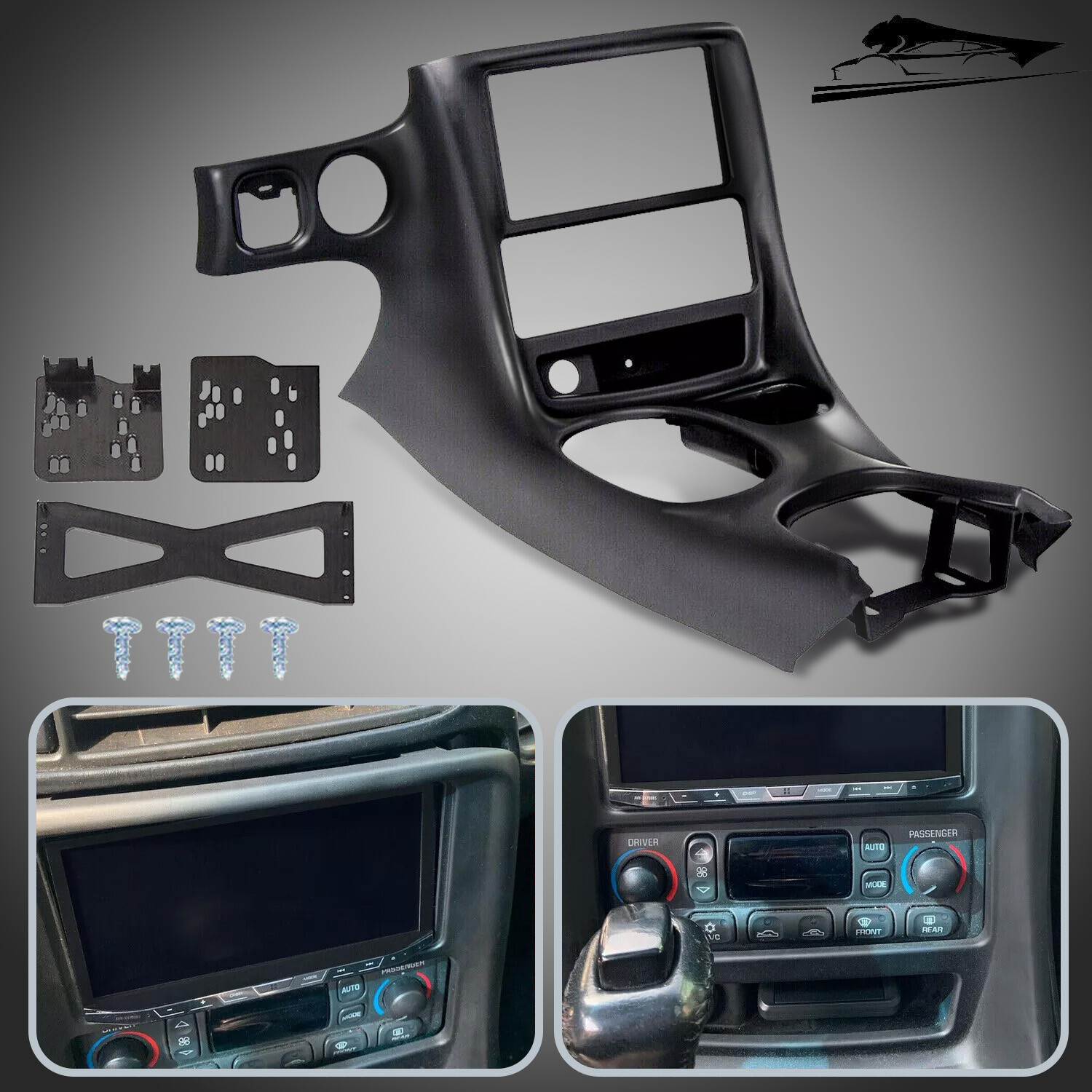 Double Din Dash Installation Kit Radio Console For Chevy Corvette C5 97-04 Black