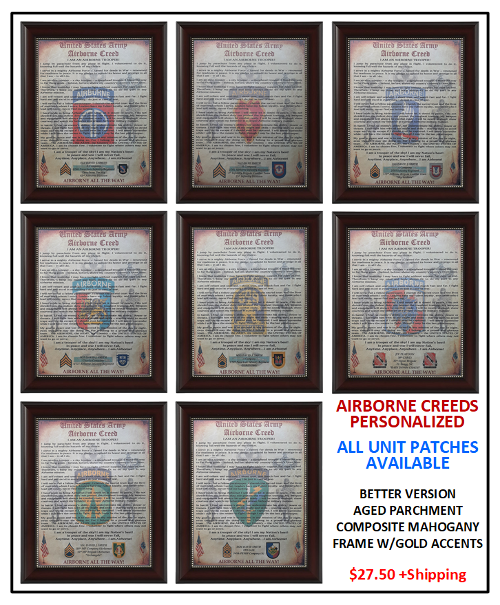 MC-NICE: ARMY Airborne Creed 82nd Airborne Division PERSONALIZED