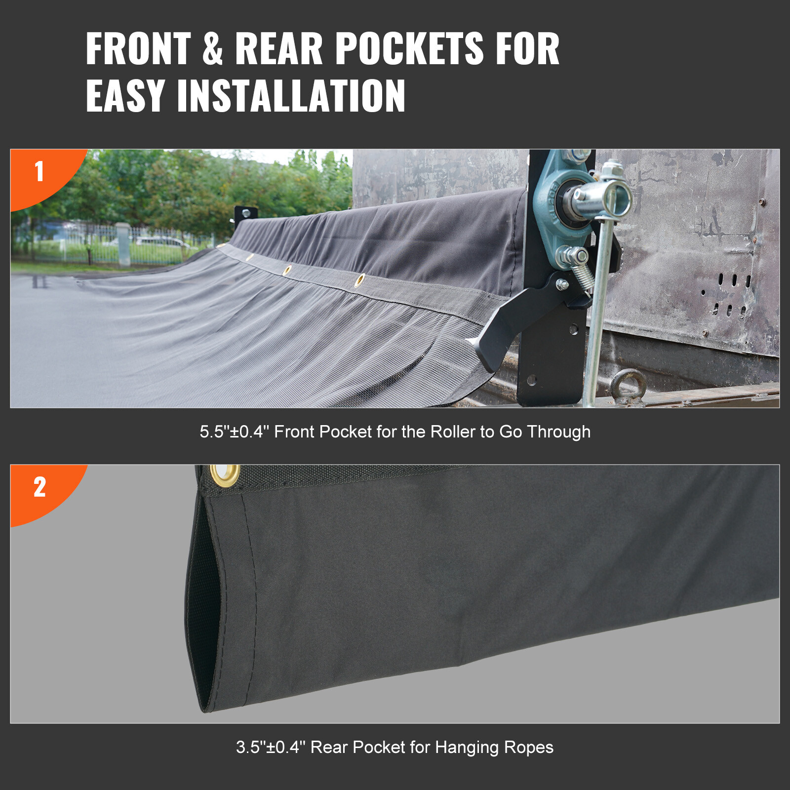 VEVOR Dump Truck Tarp Mesh Tarp 7.5 x 18 ft PVC 18oz Double Pocket Trailer Shade