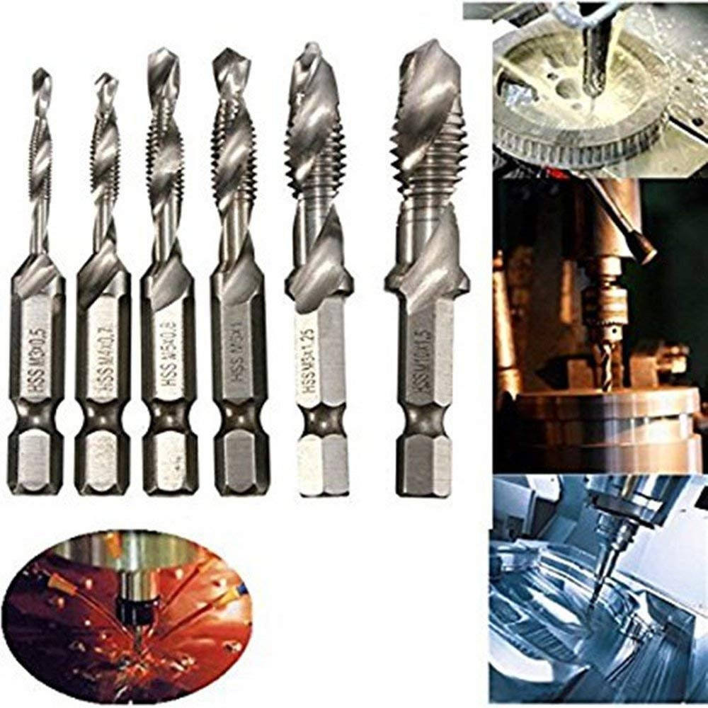 MALAYAS 6 Packs Combination Drill & Taps Bit Set, Screw Tapping Threading Too...