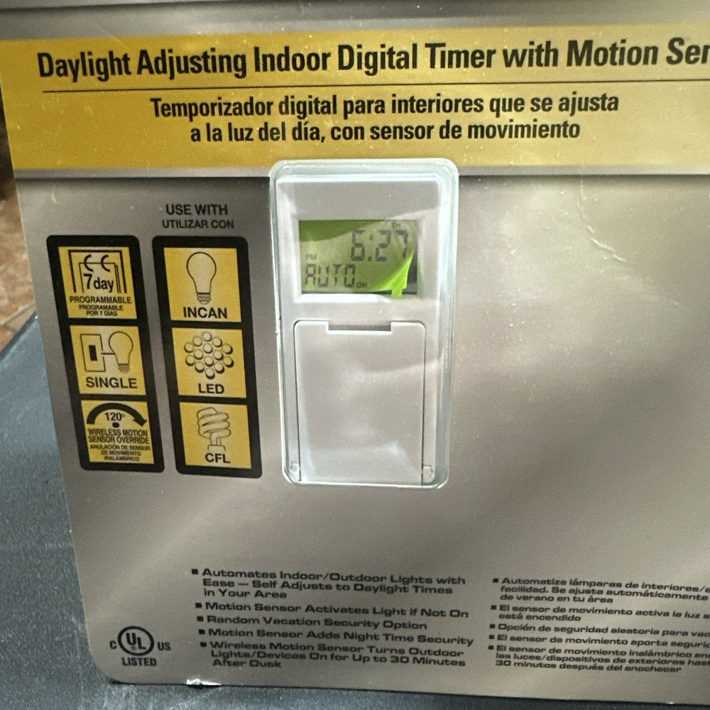 Defiant Daylight Adjusting Indoor Digital Timer with Motion Sensor