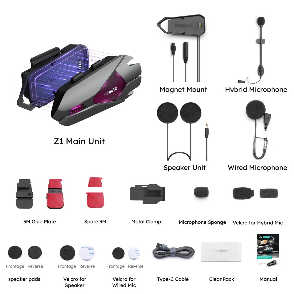 Bluetooth Motorcycle Intercom 10 Riders Mesh Helmet Communication Systems