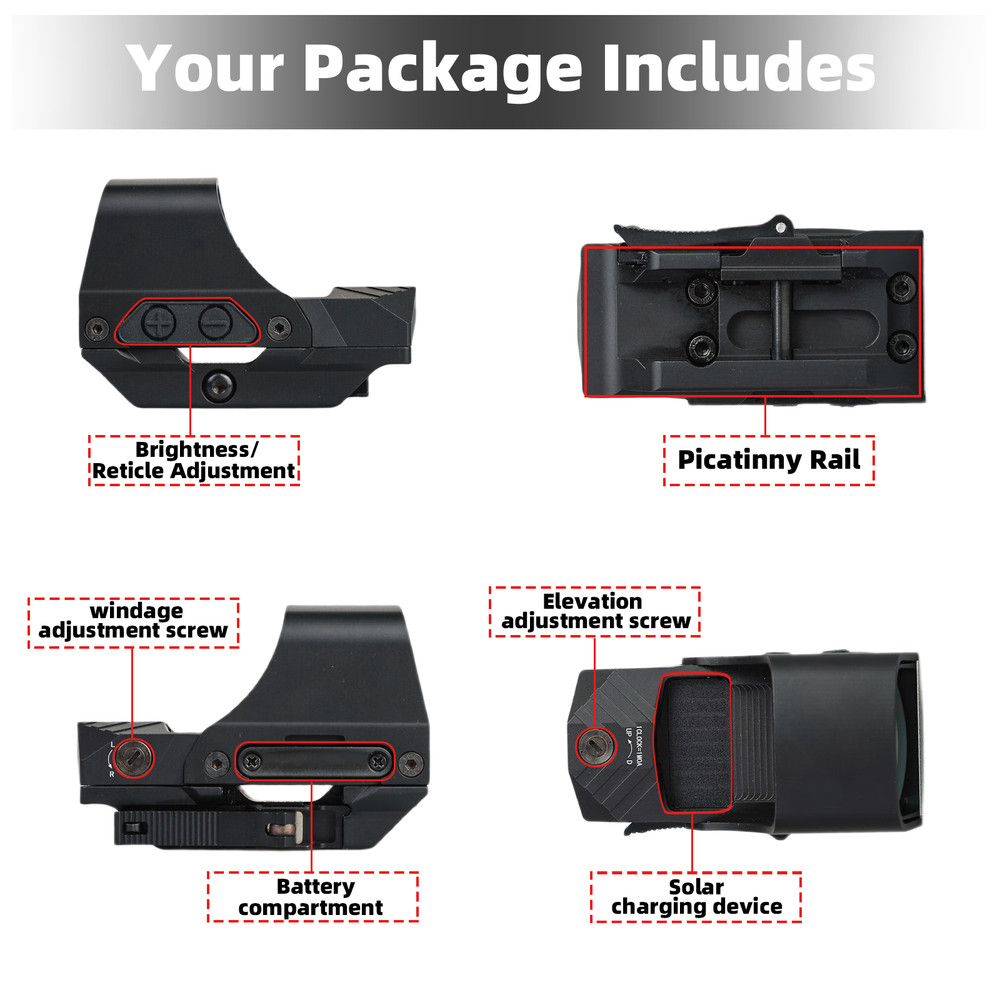 510C Red Dot Reflex Sight 2 MOA Dot/64 MOA Circle Multi-Reticle w/ Solar