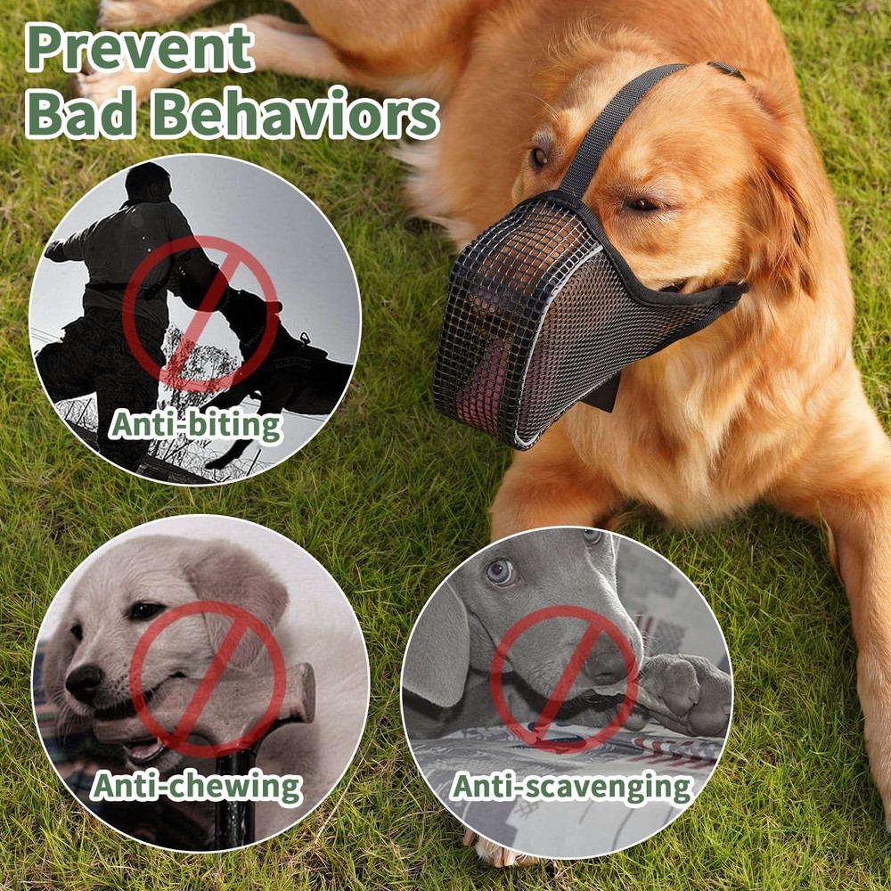 Dog Muzzle, Mesh Muzzle with Panting Room for Large Medium Small Sized Dogs, ...
