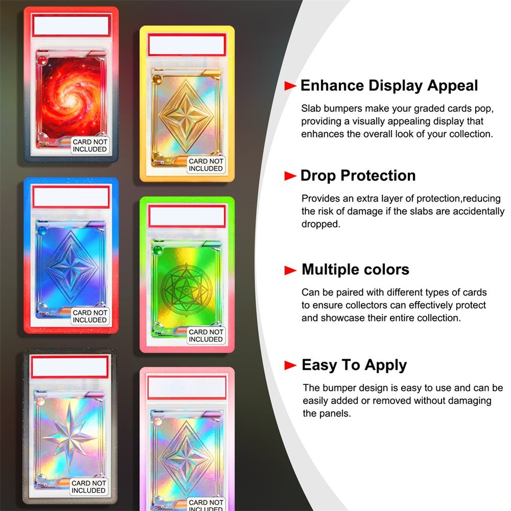 6Pcs Gradient Slab Bumper Guard Protector Skin TPU Stackable For PSA Graded Card