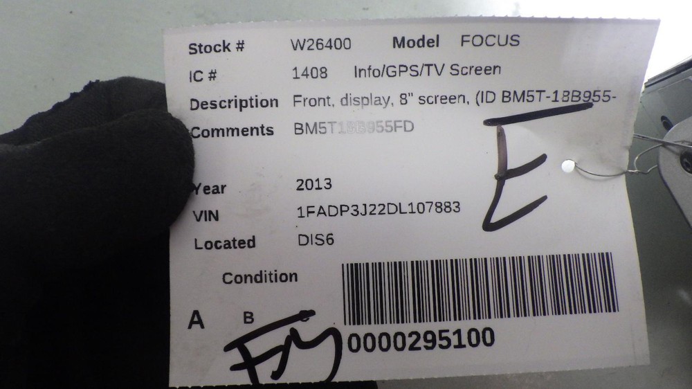 13 FORD FOCUS Info Screen BM5T18B955FD