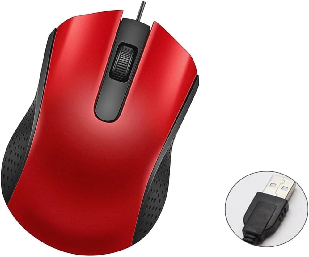 Comfortable USB Wired Mouse with Optical Tracking - Ideal for Laptops & PCs