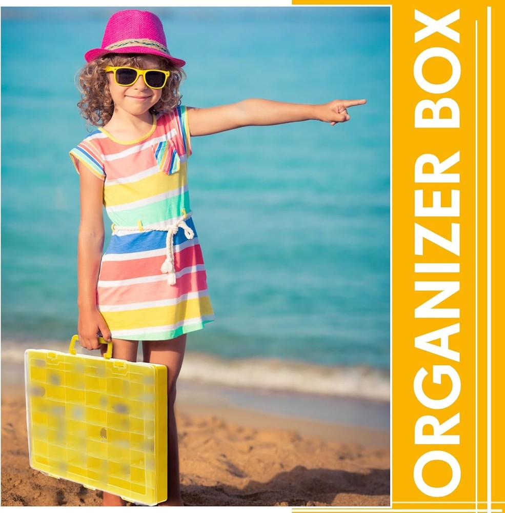 2 Pcs Large 48 Grids Plastic Storage Bead Organizer Box Tackle Box Compartment