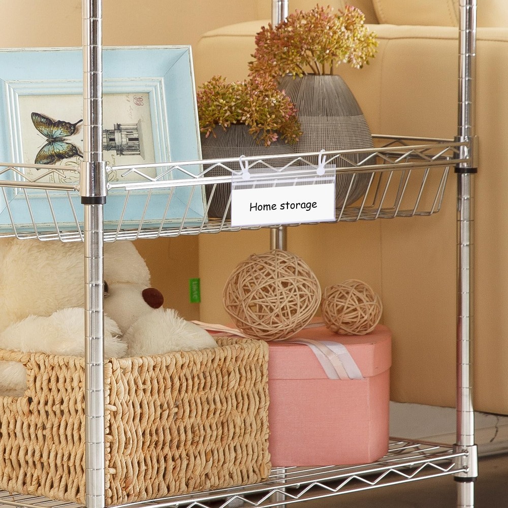30 Pcs Wire Shelf Label Holders Plastic Basket Label Holders with Inserts Cle...