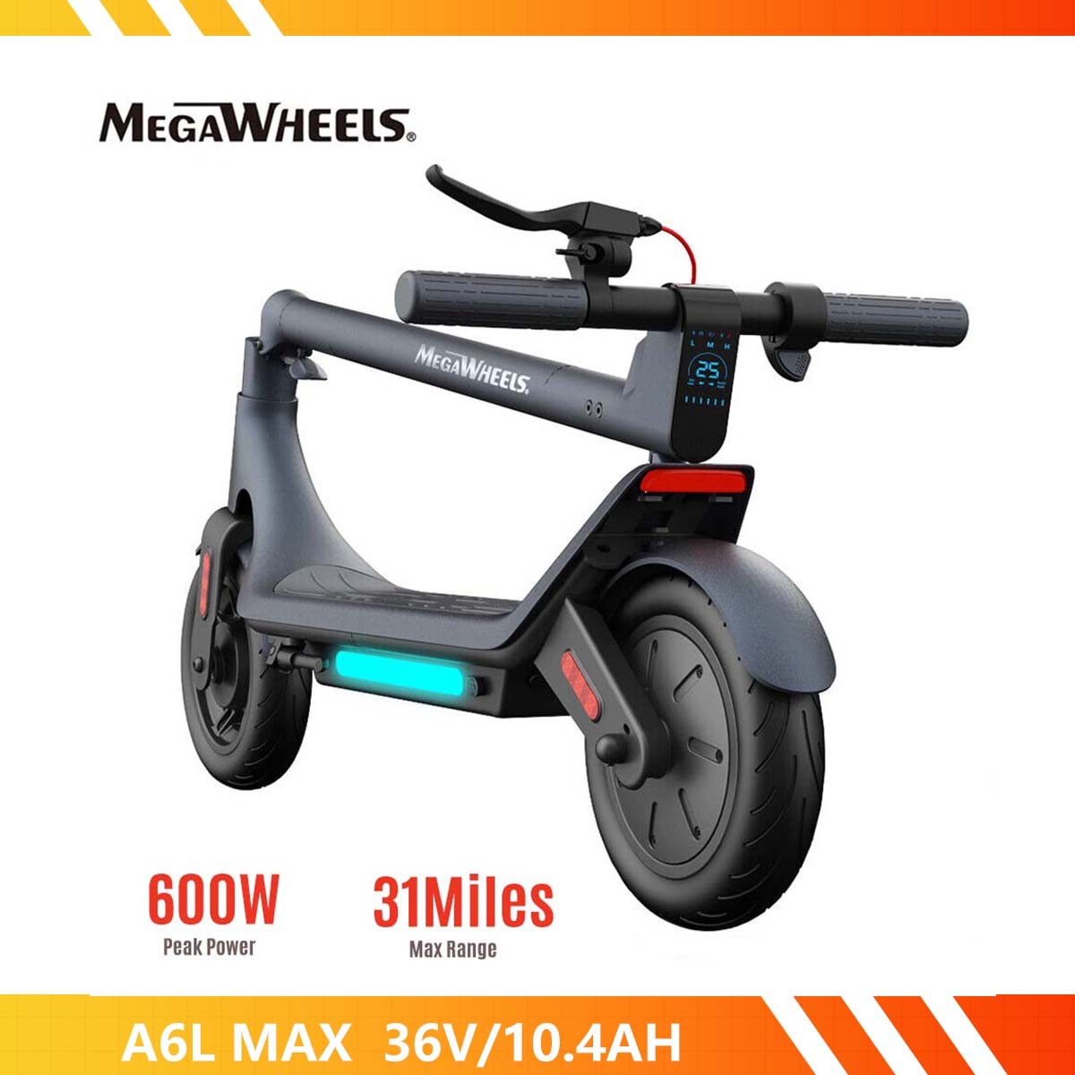 600W Adult Electric Scooter Long Range Folding E-Scooter CityCommuter 10" Tires