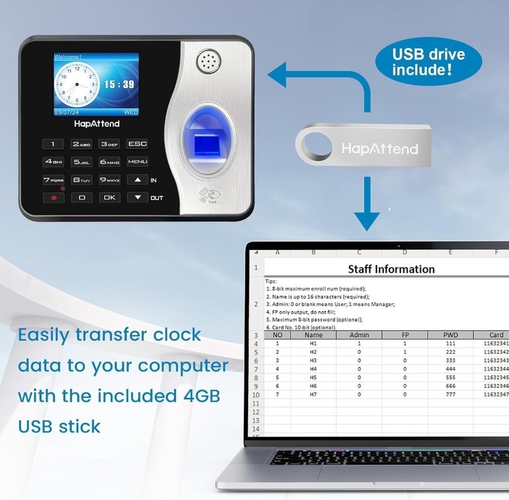 HapAttend - Time Clock - Fingerprint Time Clock