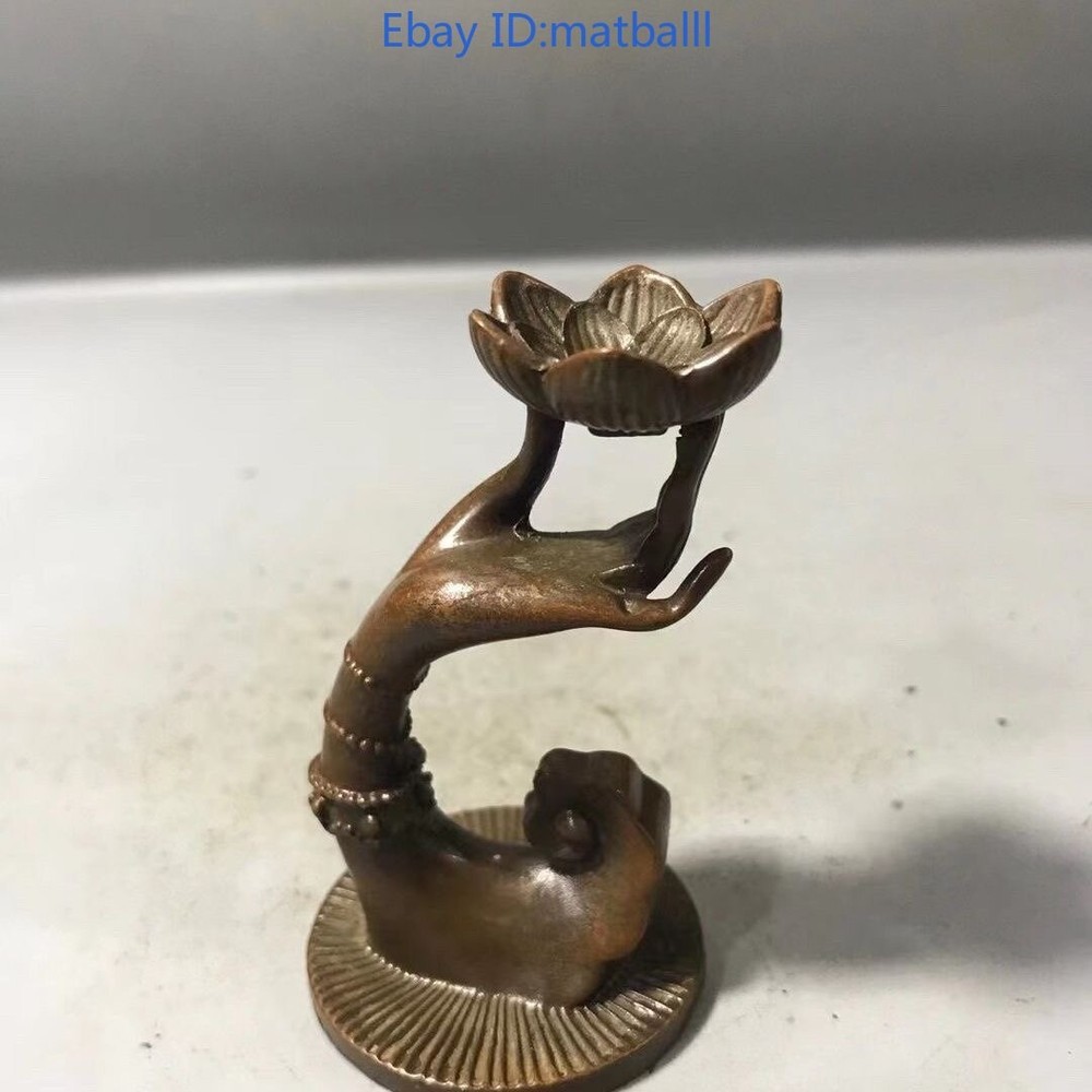 Buddha Hand Lotus Incense Burner Copper Modern Home Decor