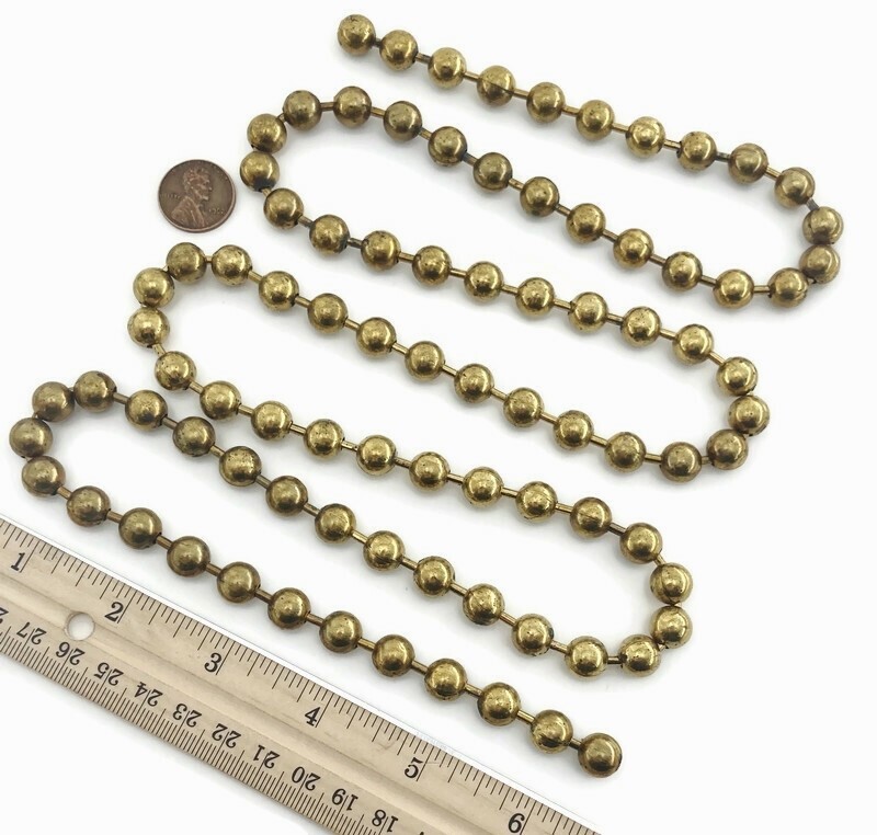 3 Feet Vintage Patina Brass Smooth Large 10mm. Ball Chain N115large