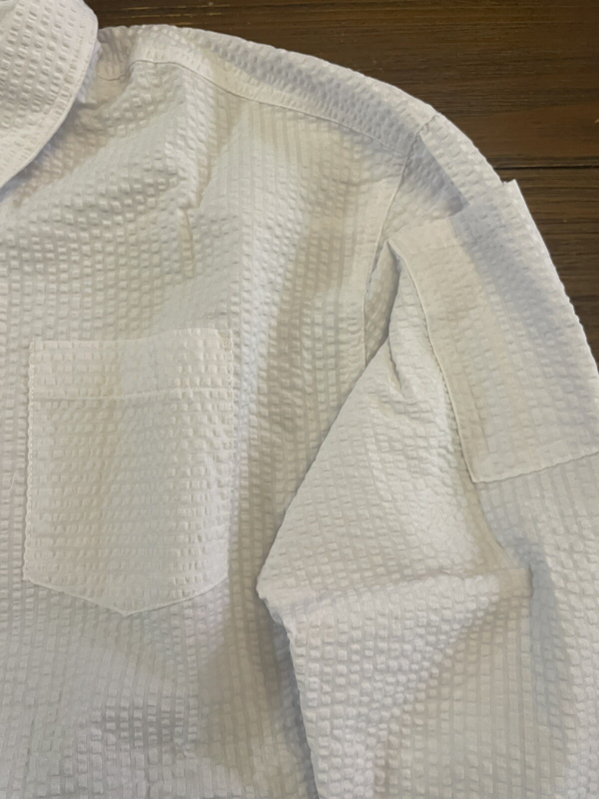 Chefwear Long Sleeve Button Down Textured Shirt White Small