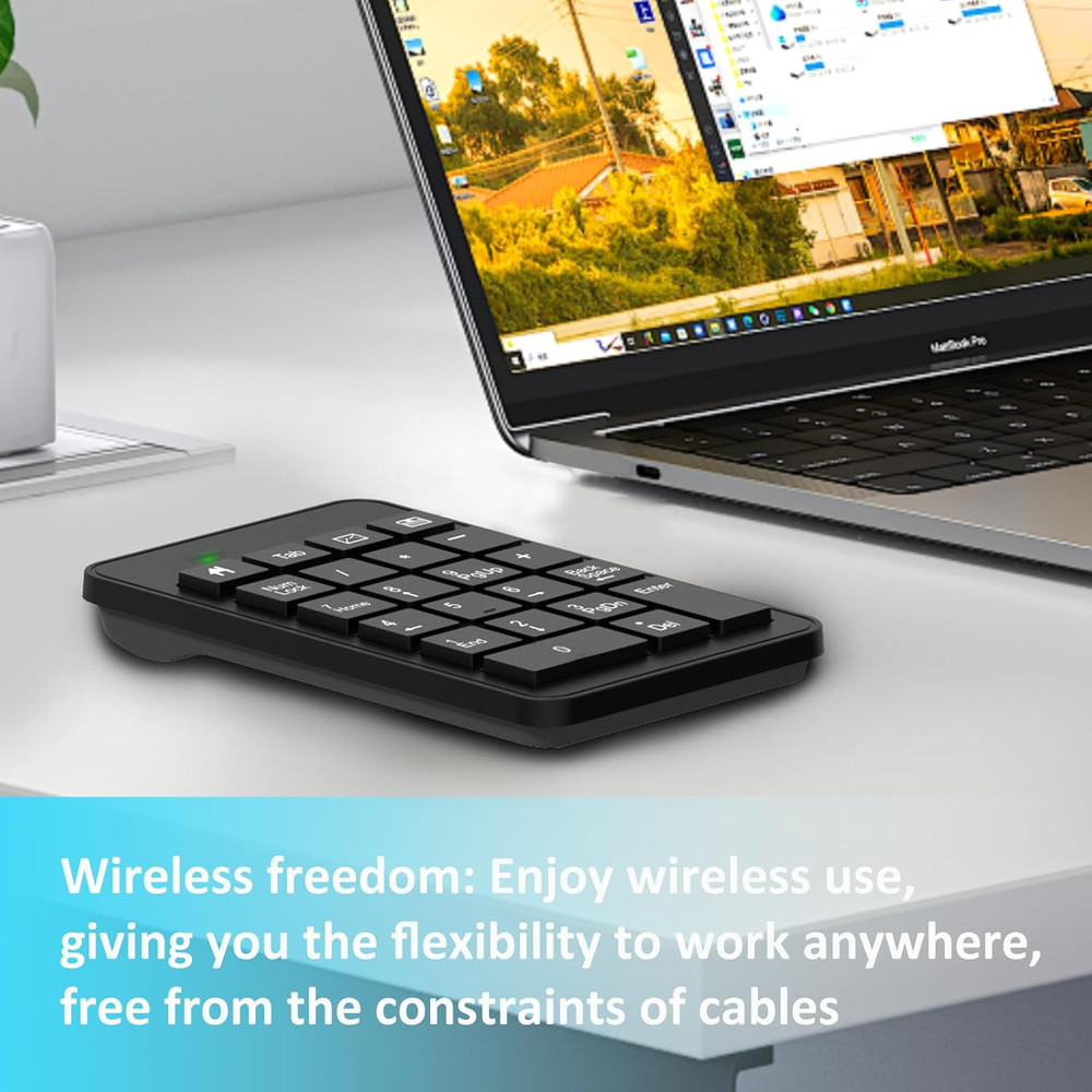 Wireless Number Pad with Battery, Enhanced Efficiency with 23 Keys Numeric Keypa