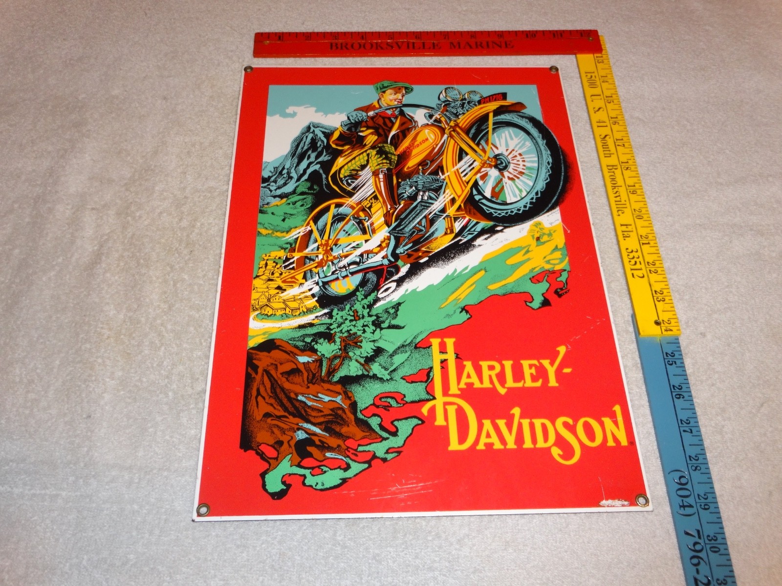 VINTAGE HARLEY DAVIDSON 1929 DL VL MOTORCYCLE 16" X 11" PORCELAIN METAL SIGN