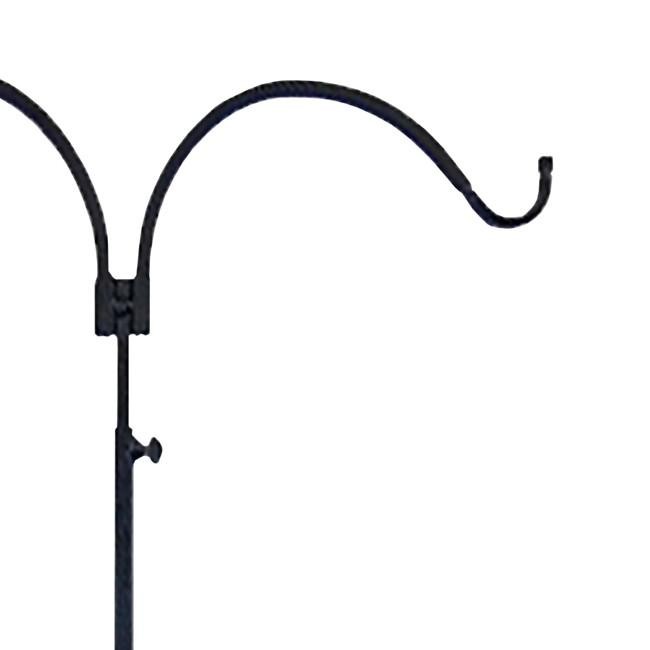 Erva Adjustable Double Shepherd Hook, Black, 4' 6" to 7'H