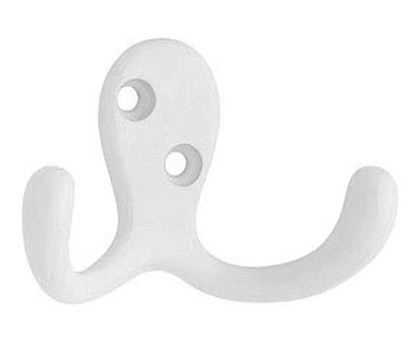 (2 Pack) Double Robe Hooks - White
