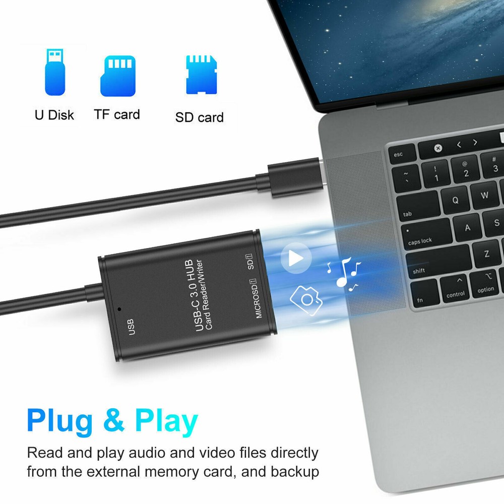 3 in 1 USB C to SD Card Reader Writer OTG Adapter Micro SD Memory Card Reader