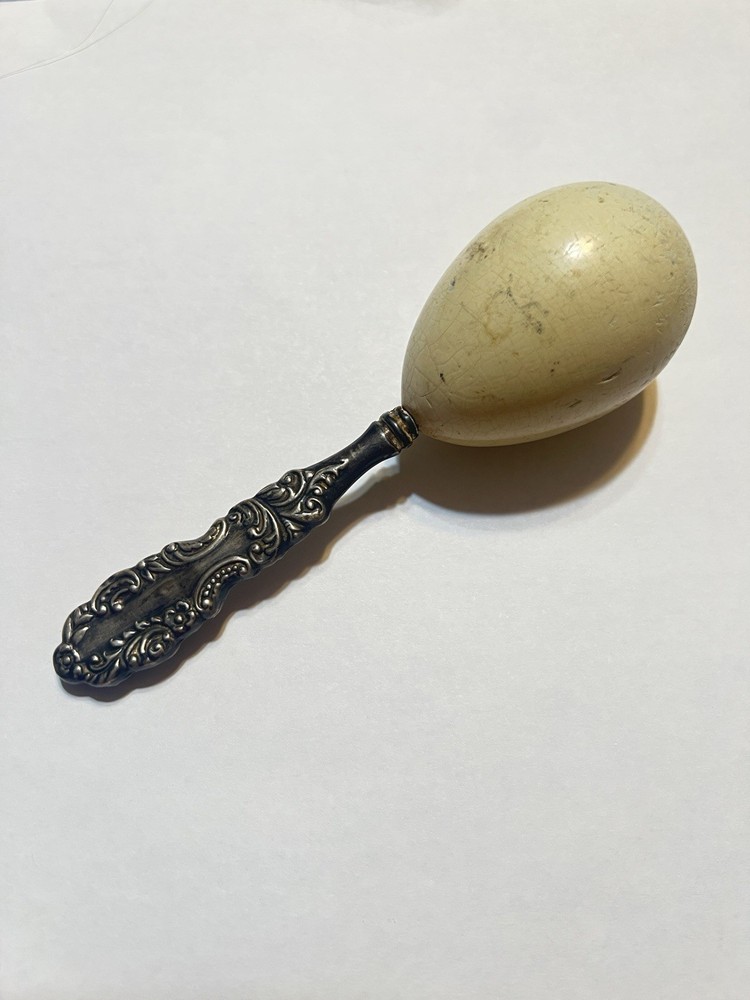 Antique Sterling  Silver Handled Sock darner EGG