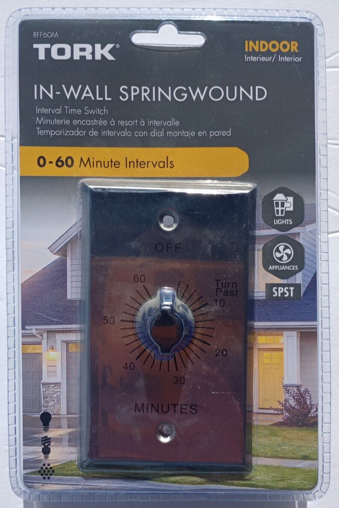 Tork In-Wall Interval Timer Switch Stainless Steel Spring Wound RFF60M Silver