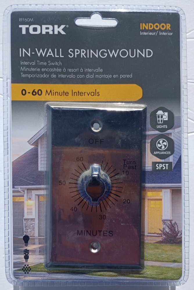 Tork In-Wall Interval Timer Switch Stainless Steel Spring Wound RFF60M Silver