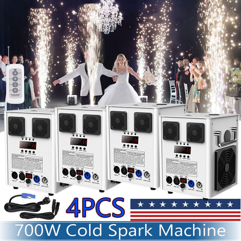 700W Large Cold Spark Machine DMX Stage Firework Mac 6.6-9.8ft & Flight Case