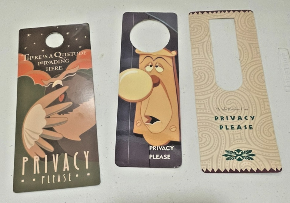 LOT OF 3 - Vtg DO NOT DISTURB Signs Disneyland and Walt Disney World