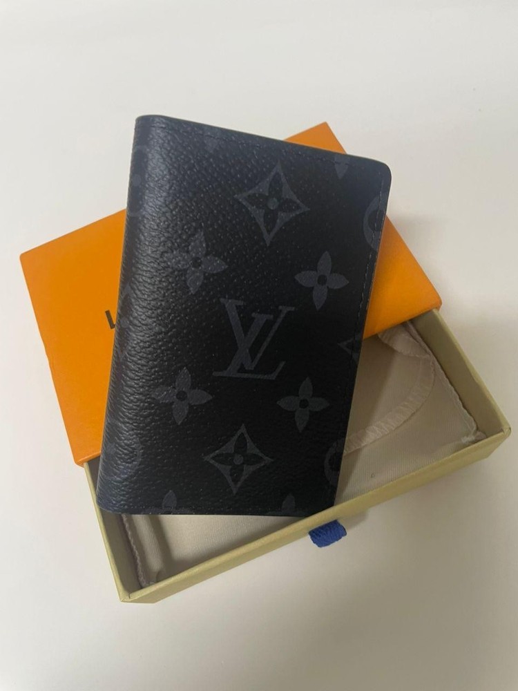 Louis Vuitton Pocket Organizer Monogram Eclipse LV Black Authentic