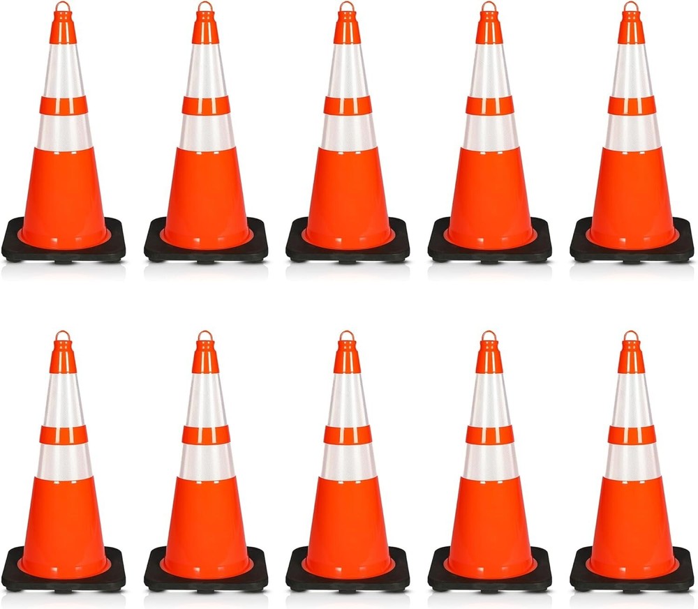 Pyle 28" PVC Cone - 10 Pieces High Visibility Structurally Stable (Orange)