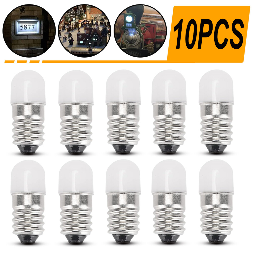 10 Pack of Bright White #1447 18 volt SCREW BASE LED BULBs for Lionel Trains