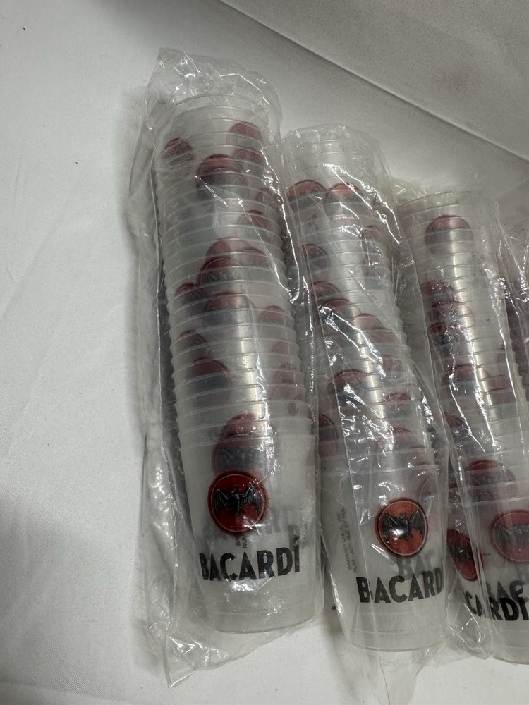 Bacardi Plastic Round Disposable Cups, 4 Sleeves