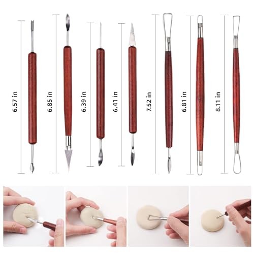 18PCS Clay Sculpting Tools, Basic Clay Pottery Carving Tool Kit with Red