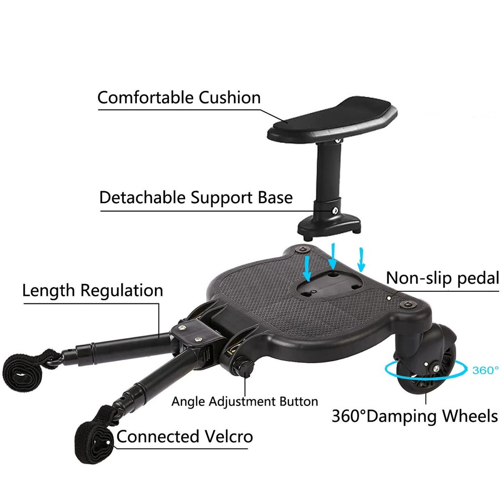 Universal Stroller Board Buggy Board with Detachable Seat, Stroller Glider Bo...