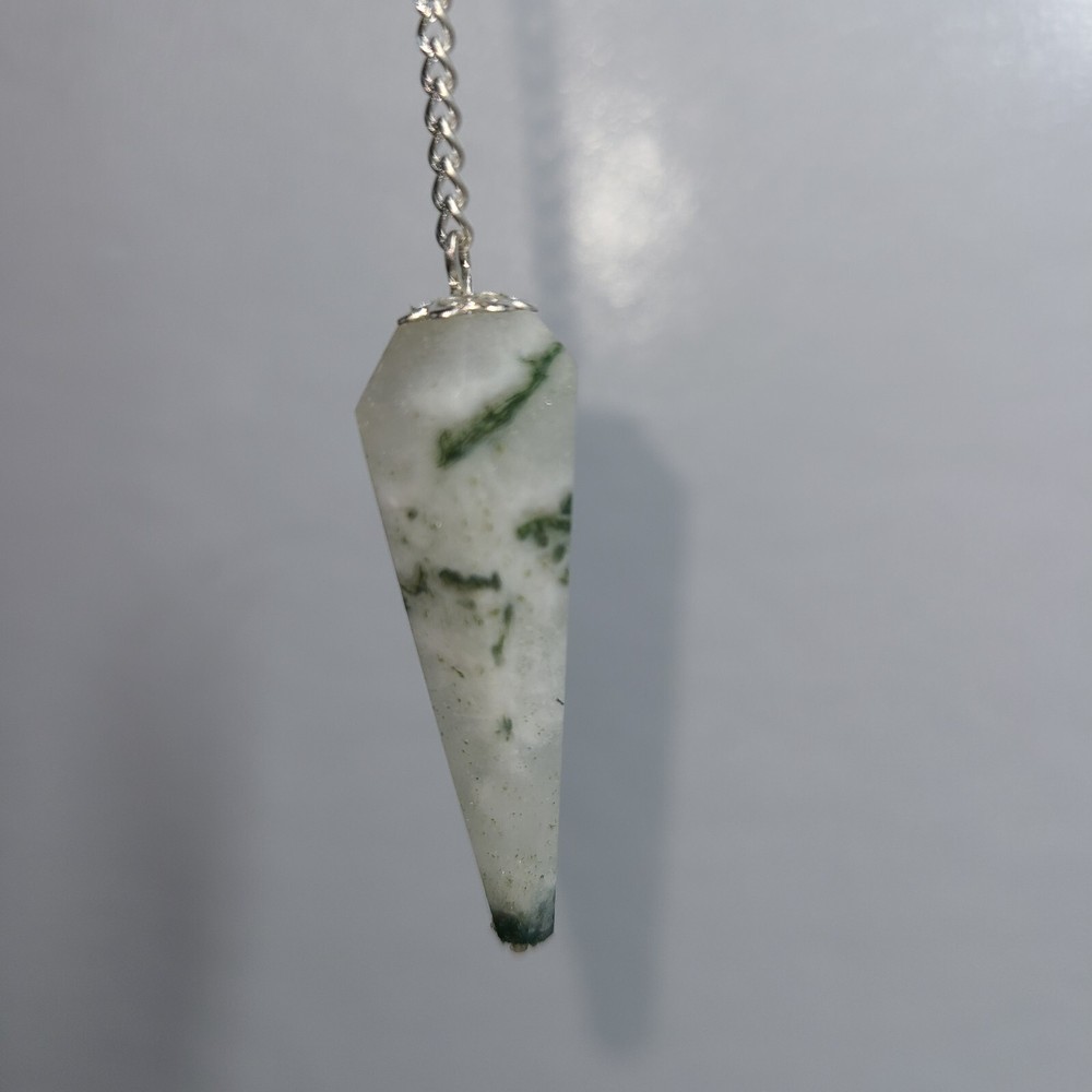Tree Agate Faceted Cone Crystal Dowsing Pendulum Divination Tool