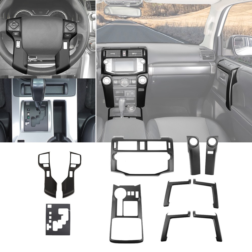 11x Matte Black Interior Set Dash Steering Cover Trims Kit for 4Runner 2010-2019