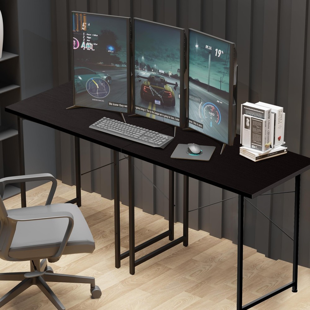 YSSOA Computer Desk Home Office Work Study Writing Modern Simple Table with H...