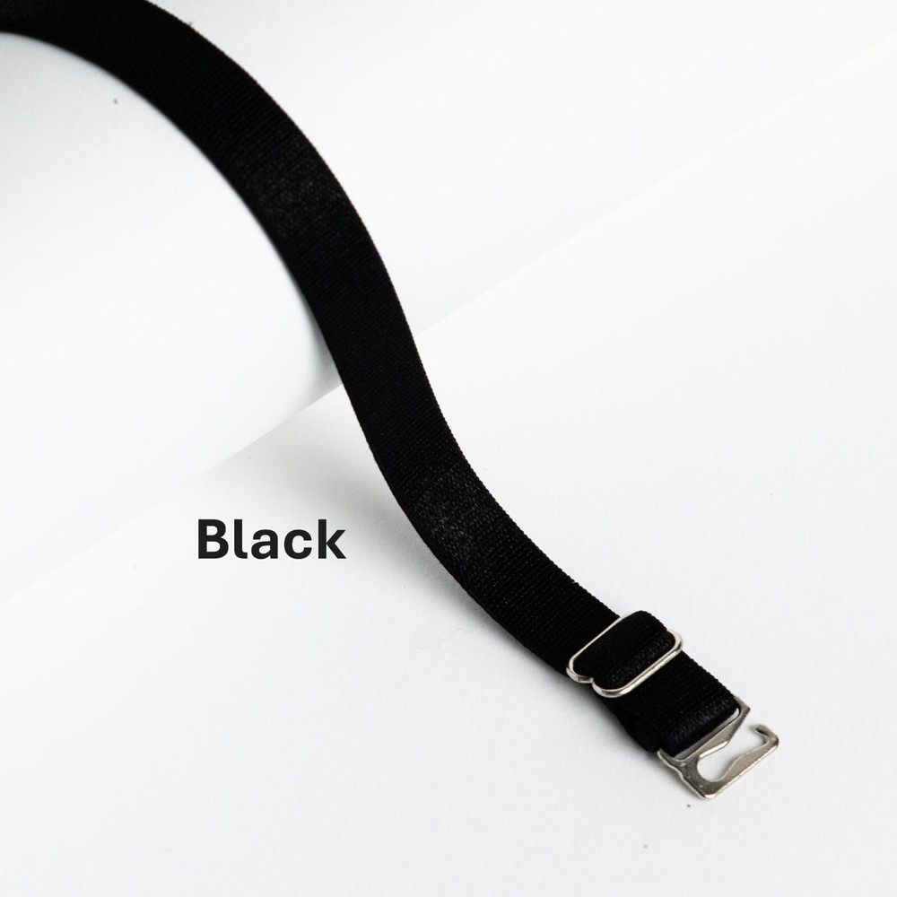 BLACK REPLACEMENT BRA STRAPS - ADJUSTABLE - (SIL) - 1CM WIDE - 2 PAIRS