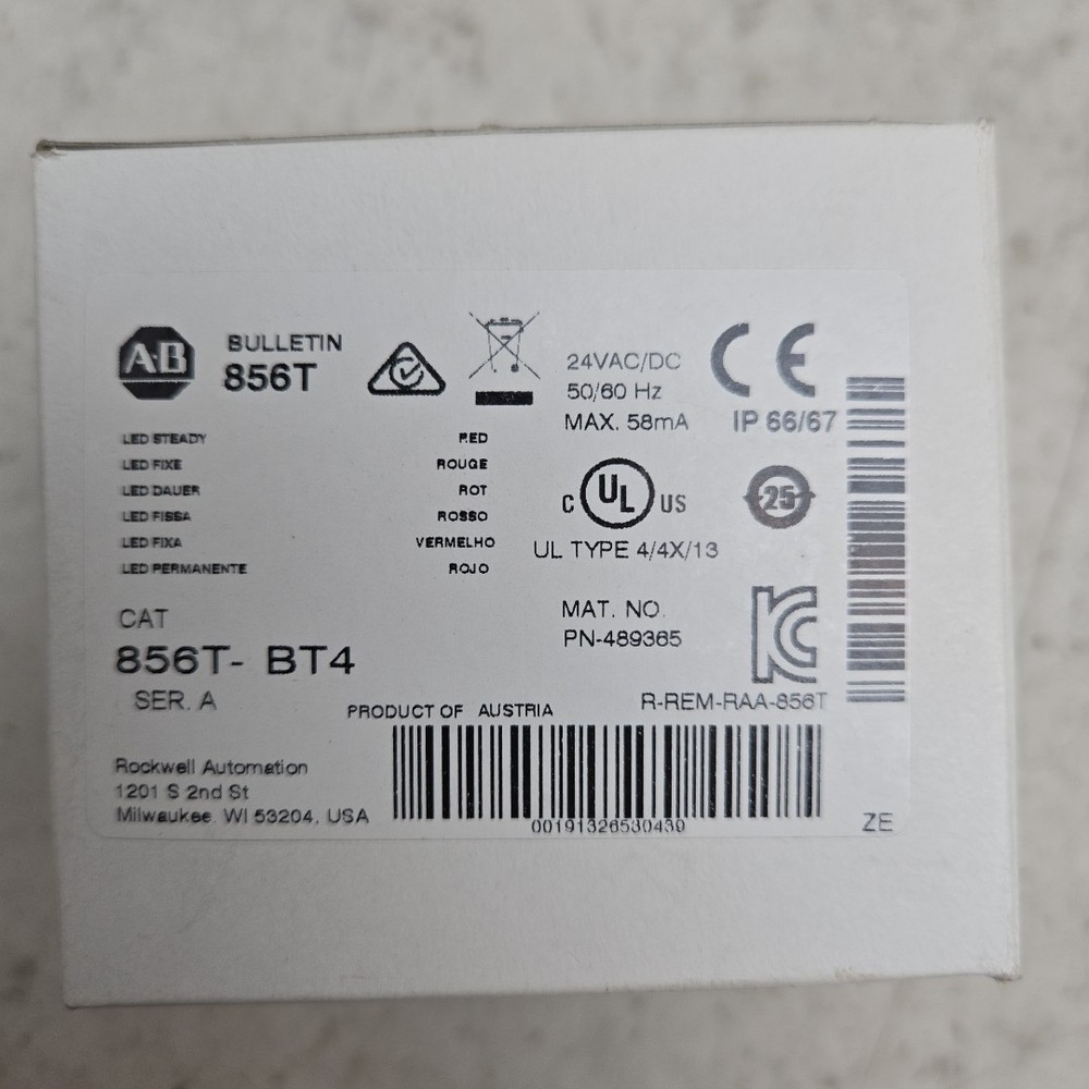 Allen Bradley 856T-BT4 Stack Light Module Led 24Vac/dc New Read