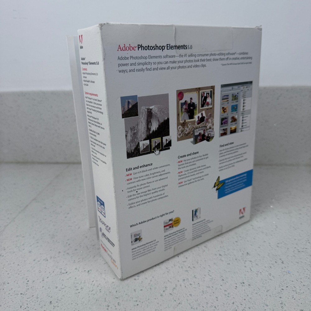 Adobe Photoshop Elements 5.0 Software Photo Editor Win XP PC CD 2006 NEW SEALED