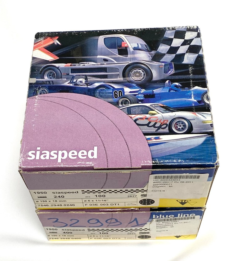 2 Boxes Sia Siaspeed 6" Hook & Loop Sanding Discs 100 Pc Boxes- 240 & 400 Grit