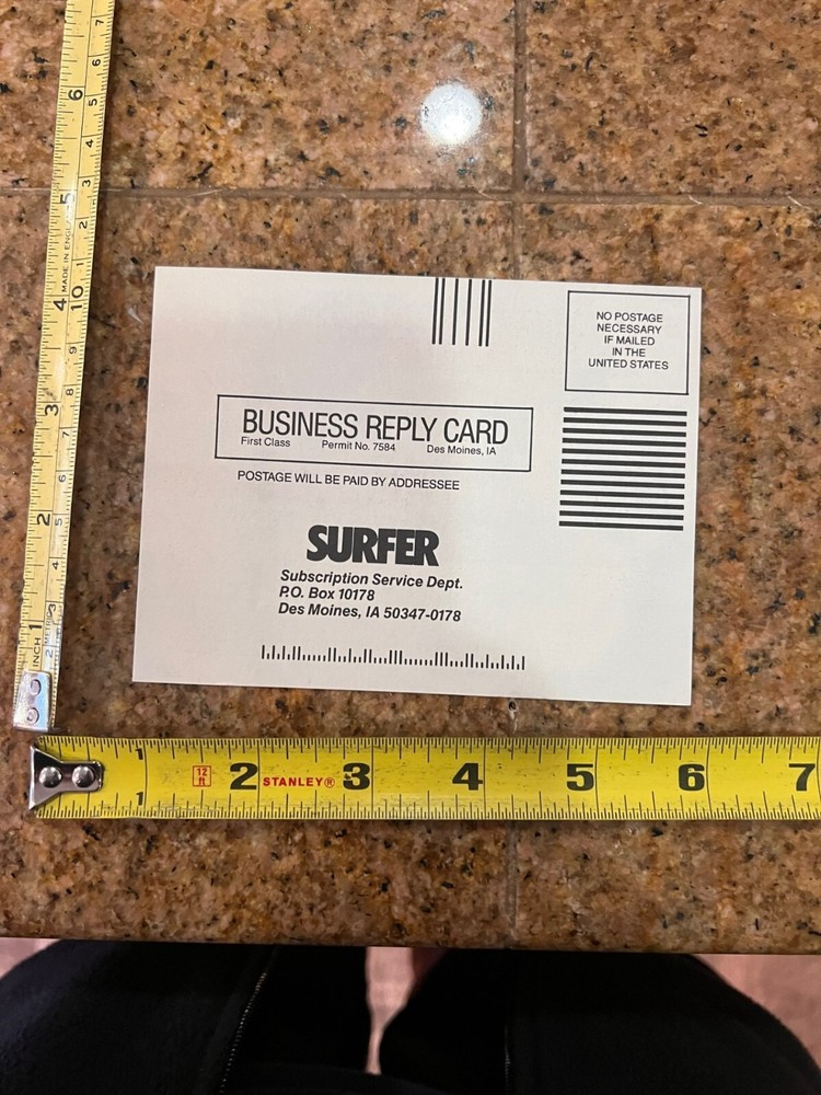 surfer magazine post card subscribe