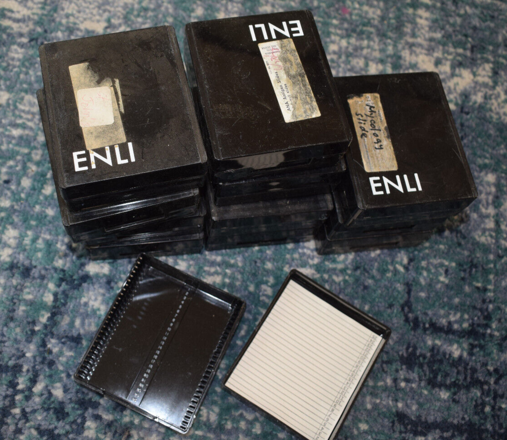 16 black plastic microscope slide boxes - ENLI