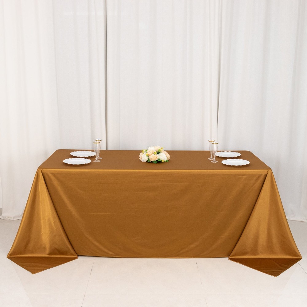 90" x 132"GOLD Scuba Polyester Rectangular TABLECLOTH Party Events Decorations