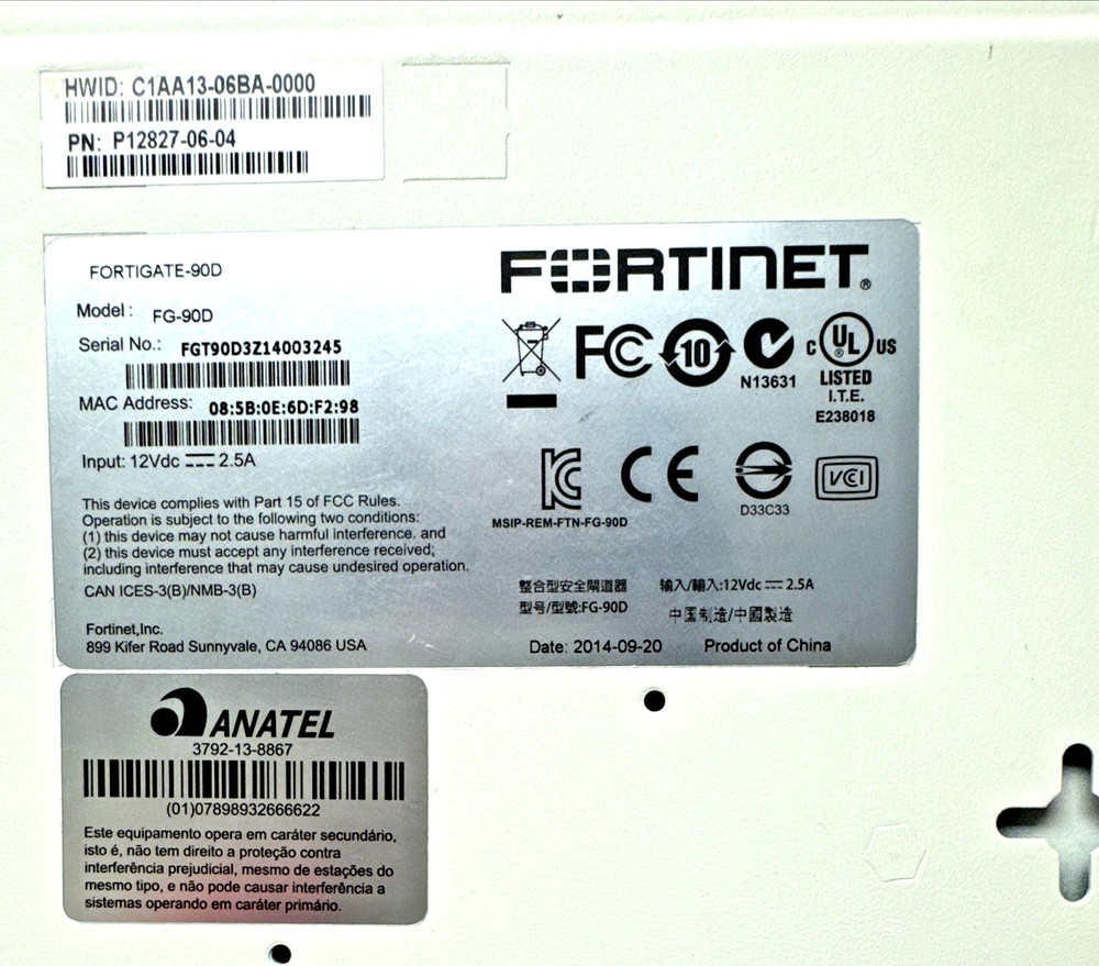 Fortinet Fortigate 90D FG-90D Firewall Network Security Appliance