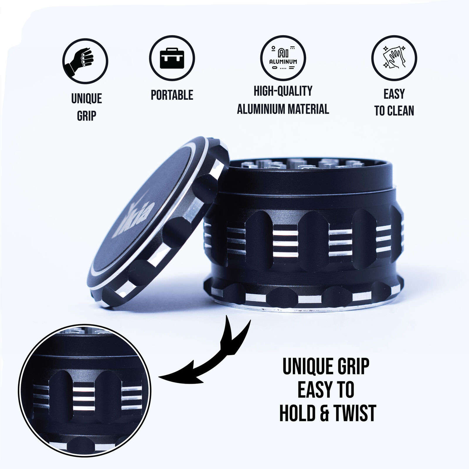 IKIA Spice Grinder 2.5 Inch 4 Piece Crusher Aluminum Grinder (Lot of 50 avail)