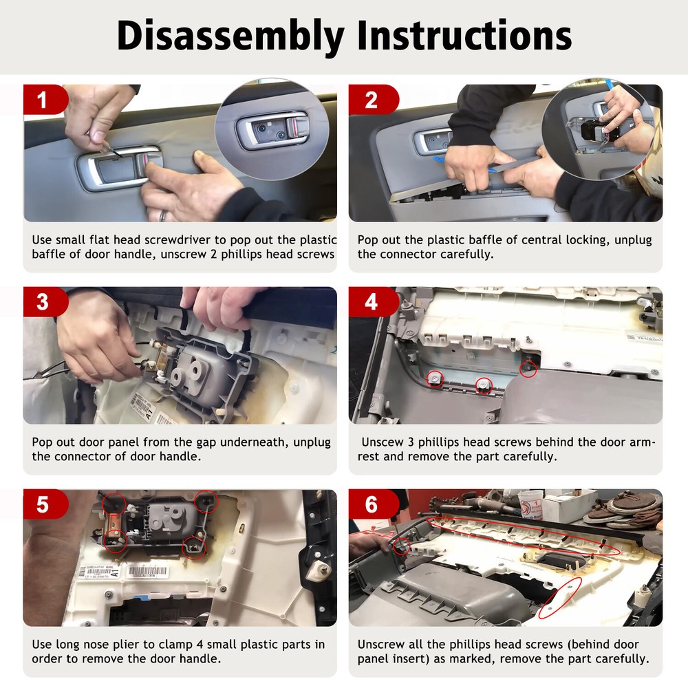 Insert Front Door Panel Leather Cover Replacemet for Honda Pilot 2009-2015 Gray