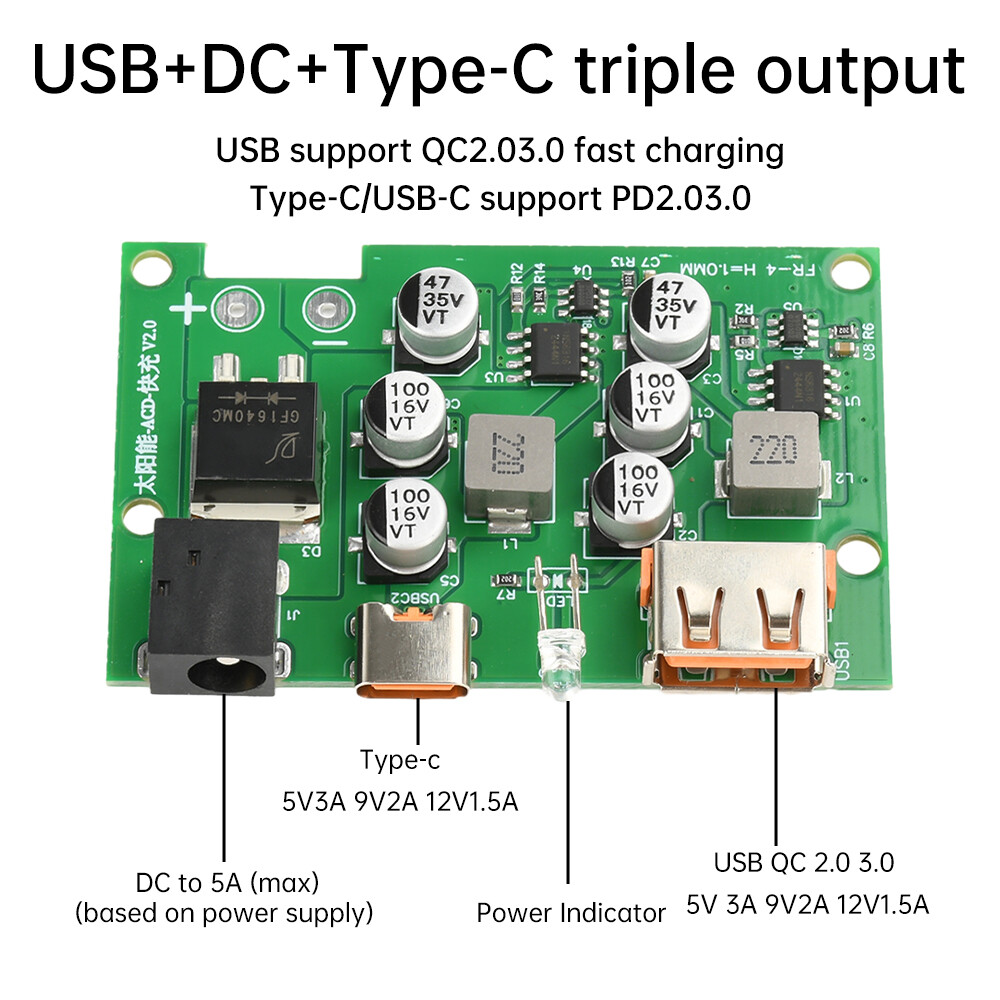 Solar Controller Solar Panel Voltage Regulator QC PD Fast Charging Solar Charger