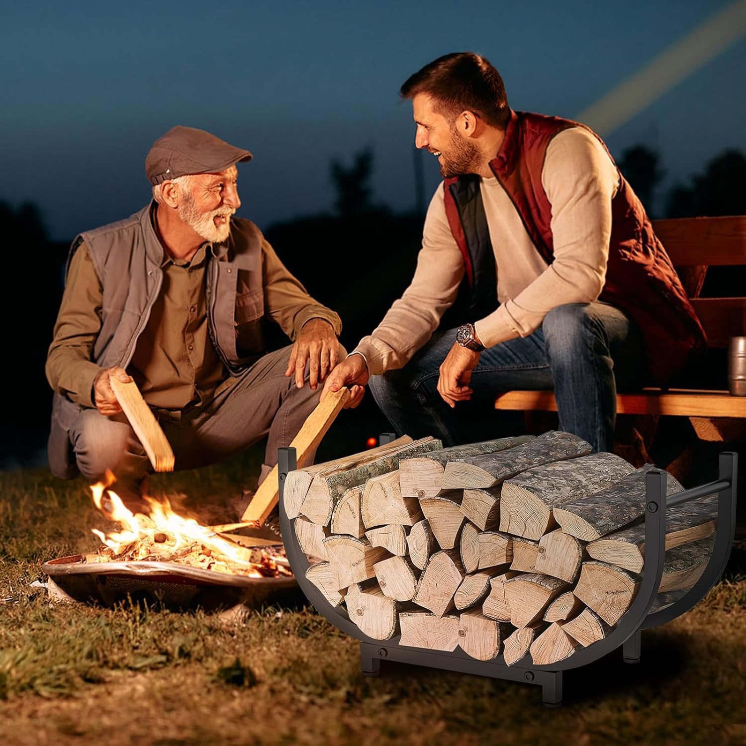 Firewood Rack 30in Outdoor Indoor Storage Rustproof Stable Log Holder Fireplace