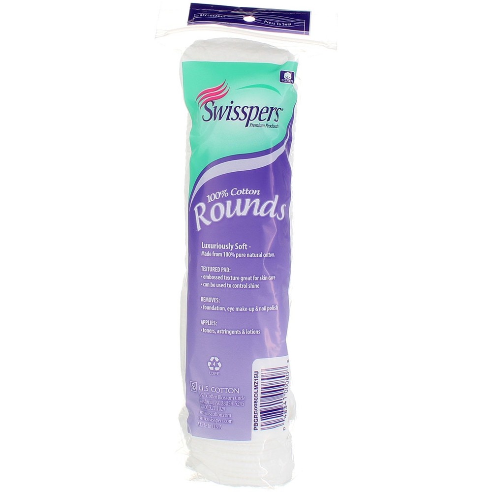 2 Pack Swisspers Regular Cotton Rounds, 80 Ct